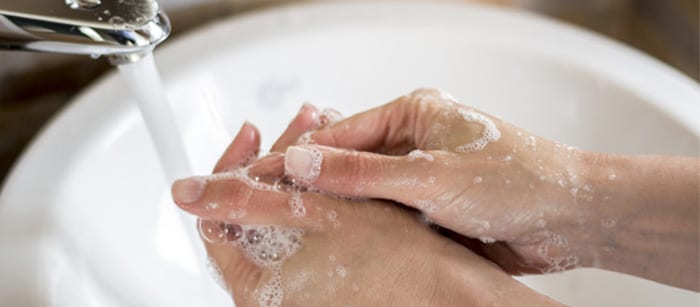 washing hands with soap